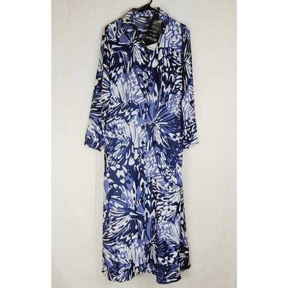New Attitudes by Renee blue floral button up maxi shirt dress Size XXS Feminine - Picture 1 of 8